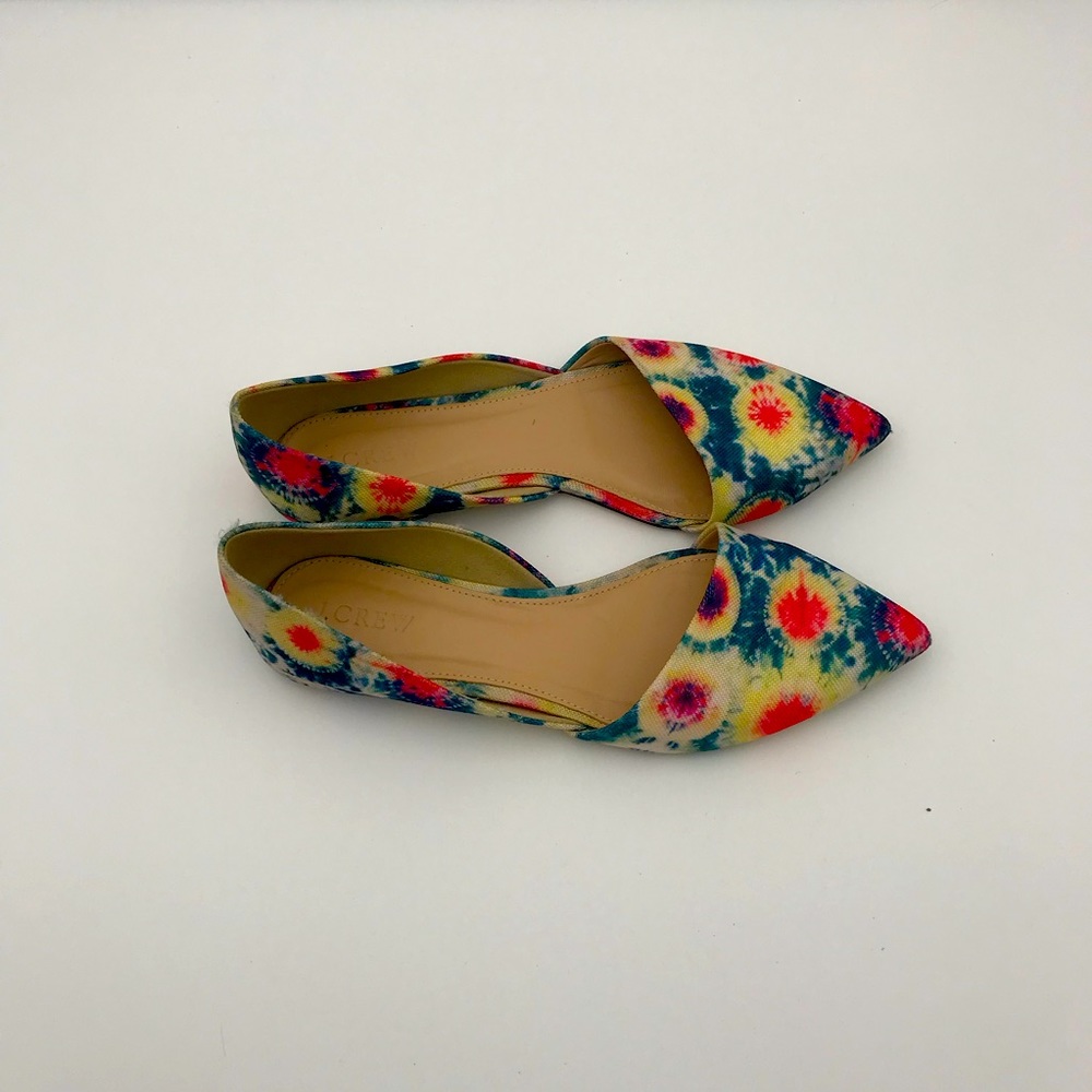 J Crew Sloan d'Orsey flats in tie dye canvas